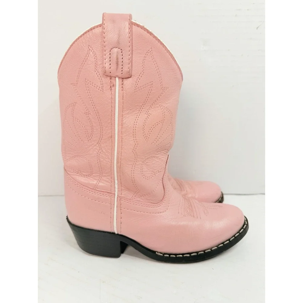 Masterson Boot Co Kids Size 13 M Pink Leather Western Cowboy Boots RB2002C
